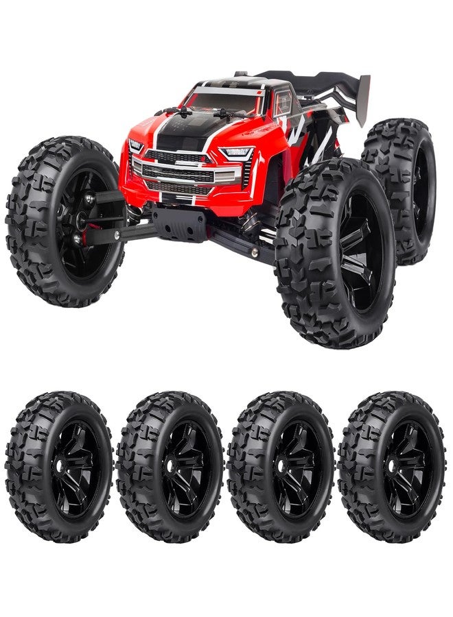 مجموعة عجلات وإطارات شاحنات GoHobby مسبقة اللصق بمقياس 1/8، مقاس 17 مم سداسي، متوافقة مع Traxxas Maxx وT-maxx وE-Revo وArrma Kraton وRedcat Kaiju وJLB Cheetah (عبوة من 4 قطع) - Image 5